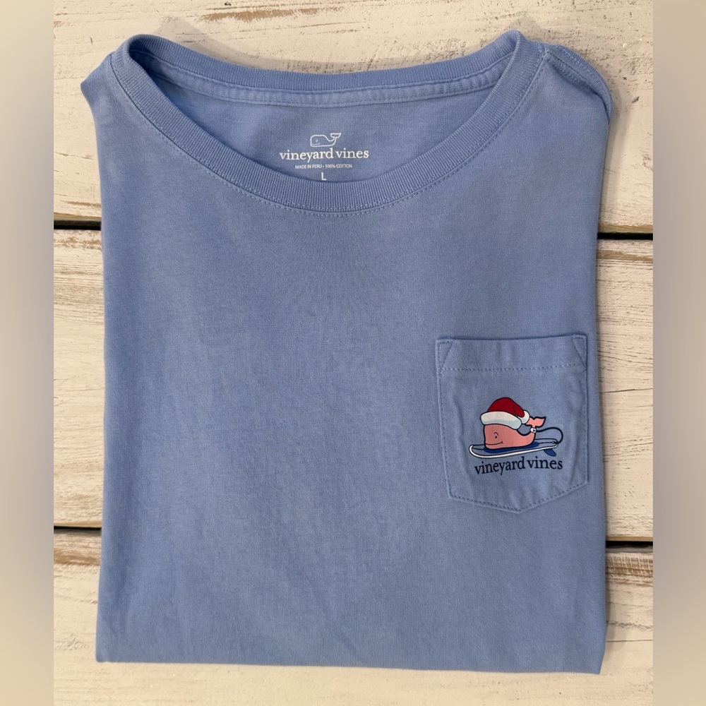 Vineyard Vines Kids Long Sleeve Tee in Soft Blue